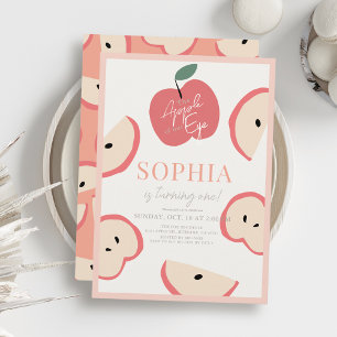 Invitation Pomme de notre oeil rose fille 1er anniversaire