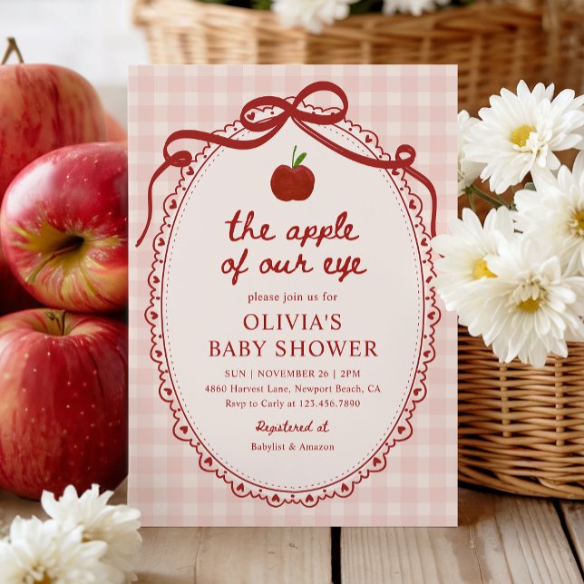 Invitation Pomme de Notre Oeil Rouge En vichy Baby shower d'a (Créateur téléchargé)