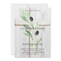 Pomme d'olive bois blanc Confirmation croix