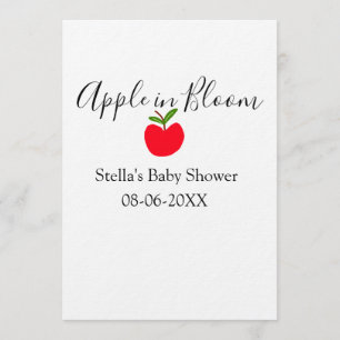 Invitation Pomme en fleurs Baby Shower pomme rouge nom date