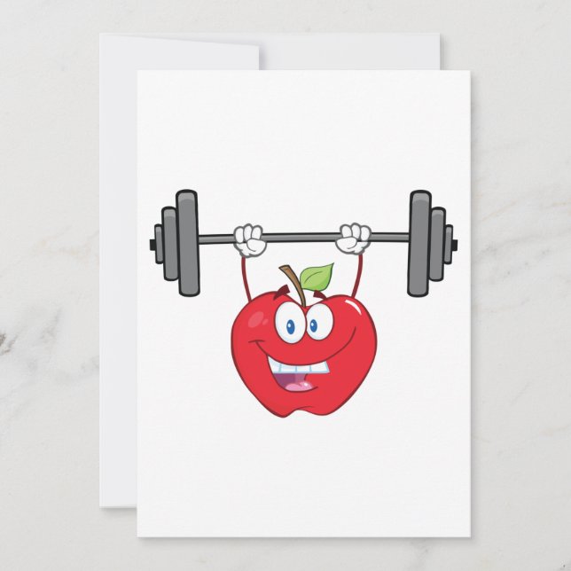 Invitation Pomme Poids de levage Fitness Caractère de fruits (Devant)