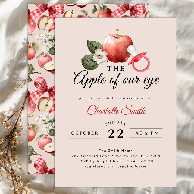 Invitation Pomme rustique de notre Baby shower oculaire Invit (Apple Baby Shower Invite)