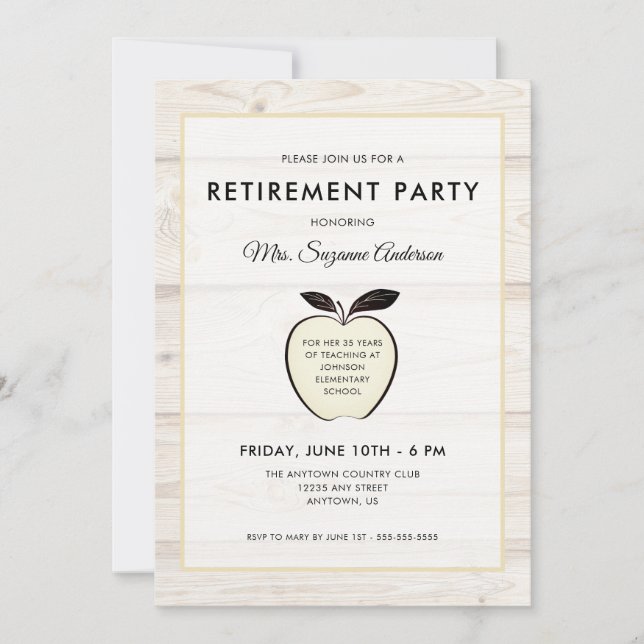 Invitation Pomme rustique | Parti de retraite des enseignants (Devant)