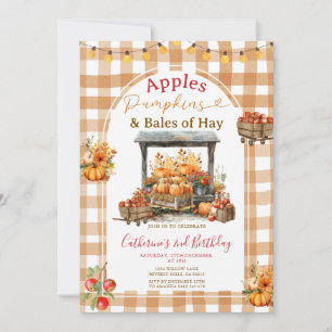 Invitation Pommes Citrouilles et balles de foin Anniversaire 