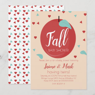 Invitation Pommes Coeurs Confetti Baby shower d'automne