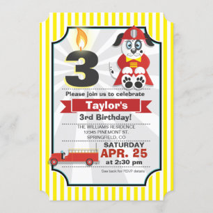 Invitation Pompier, Anniversaire de enfant de camion de pompi