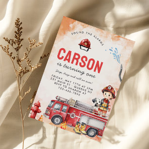 Invitation Pompier Camion 1er fête d'anniversaire