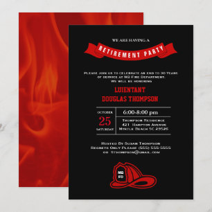 Invitation Pompier Chalkboard Flamme Partie de retrait