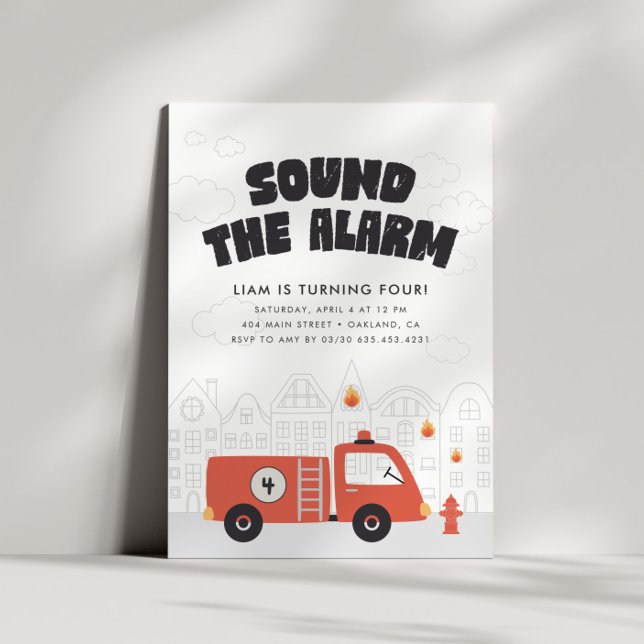 Invitation Pompier de camion Boys' Moteur de pompier fête d'a (Créateur téléchargé)