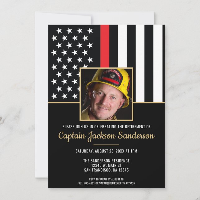 Invitation Pompier Retraite Service de pompiers (Devant)