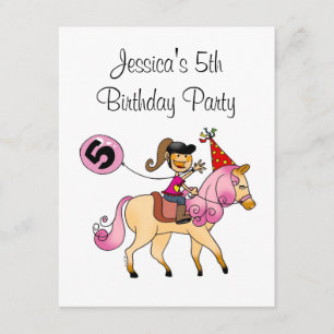 Invitation Poney mignon et 5ème partie de fille