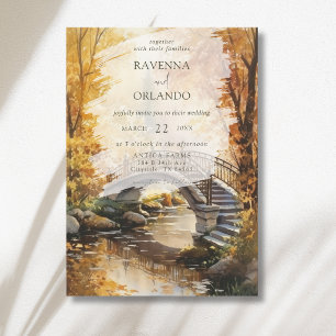 Invitation Pont de pierre rustique d'automne de mariage de ri