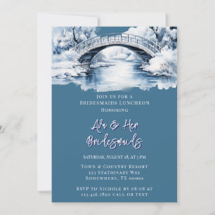 Invitation Pont de ruisseau d'eau en hiver Luncheon des demoi