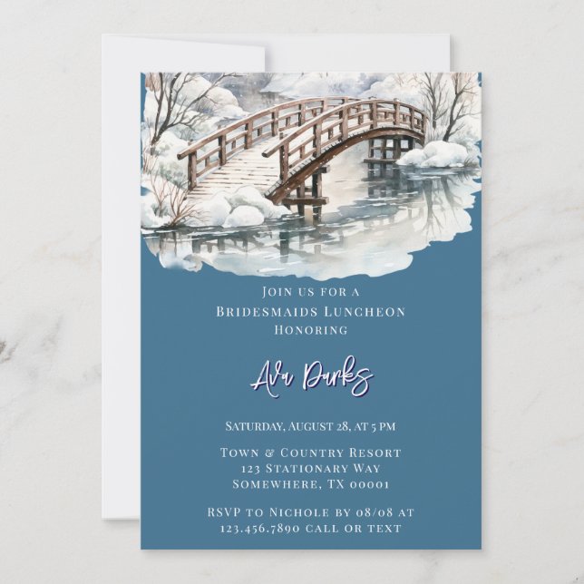 Invitation Pont en bois du ruisseau Pond d'hiver (Devant)