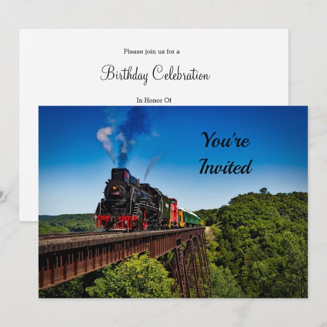 Invitation Pont ferroviaire vintage Photo Anniversaire (Devant / Derrière)