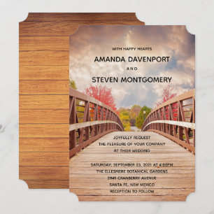 Invitation Pont rustique en bois dans le Mariage campagnard