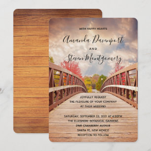 Invitation Pont rustique en bois dans le Mariage campagnard