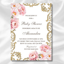 Pony rose Vintage Rococo Baby shower Floral