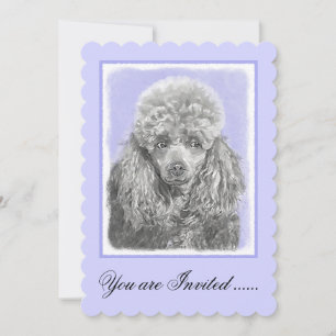 Invitation Poodé Jouet miniature Argent gris bleu Chien Art