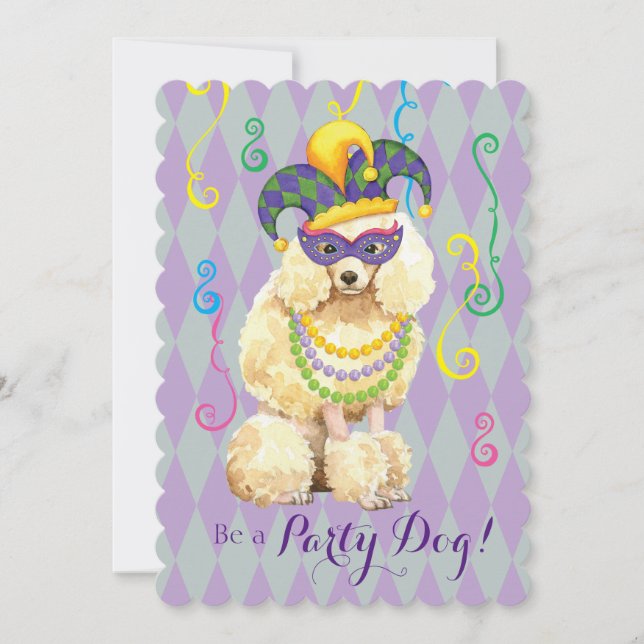 Invitation Poodle miniature Mardi Gras (Devant)