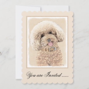 Invitation Poodle Miniature Toy Apricot Crème Chien Brown Art