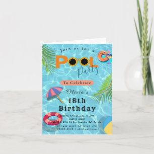 Invitation Pool Anniversaire de fête thème
