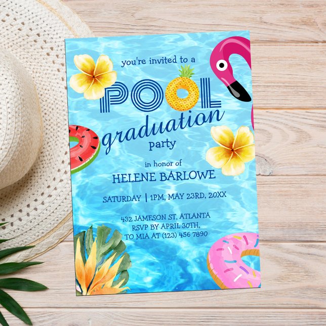 Invitation Pool Grad Party Lycée de l'école secondaire (Pool Grad Party Senior High School 2023 Graduation Invitation)