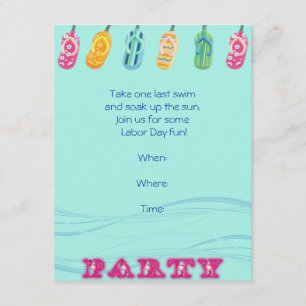 Invitation Pool Party et tongs sur Blue Wave Arrière - plan