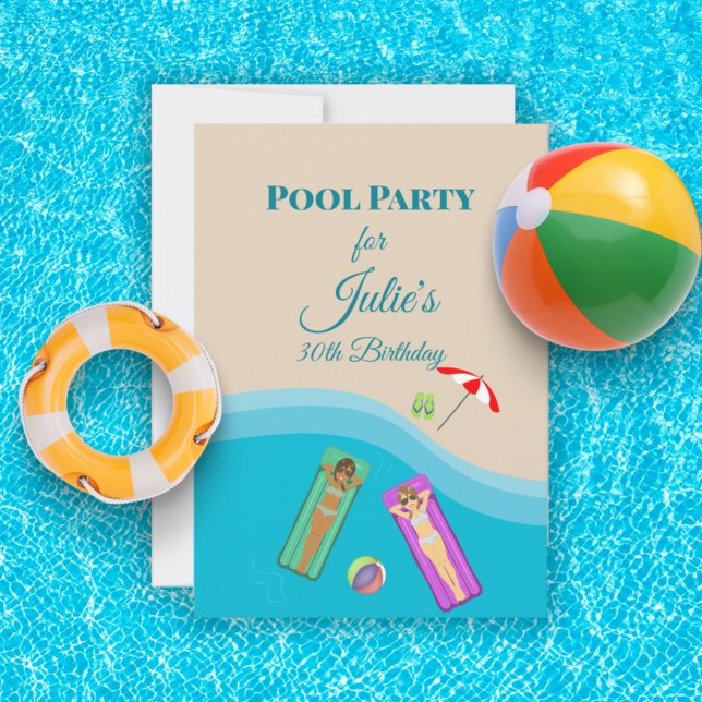 Invitation Pool Party pour le 30e anniversaire (Créateur téléchargé)
