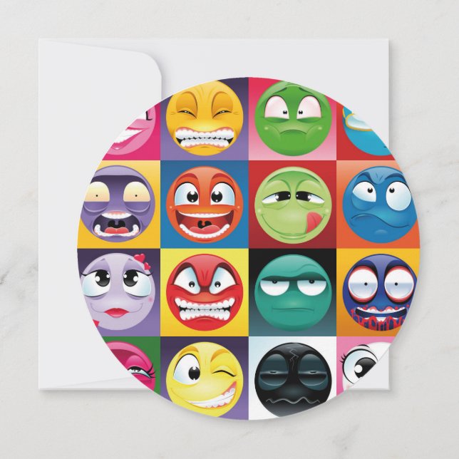 Invitation pop art emoji 5,25 x 5,25 Cercle d'invitation (Dos)