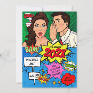 Invitation Pop Art New Years Eve Party Comic