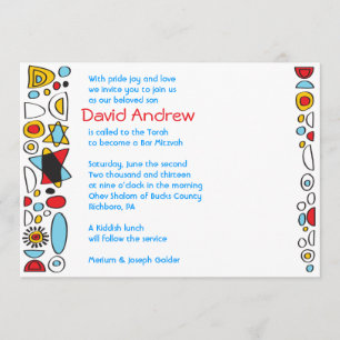 Invitation POP ART SCRIBBLY Bar Mitzvah