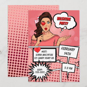 Invitation Pop Art Valentines Fête