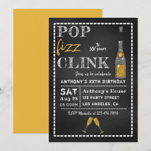 Invitation Pop Fizz Clink Chalkboard Jalon Anniversaire