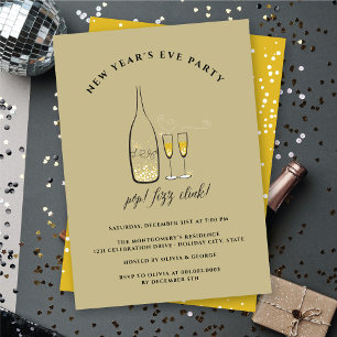Invitation Pop Fizz Clink Champagne Cheval Nouvel An Soirée