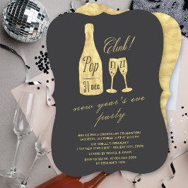 Invitation Pop Fizz Clink Champagne Chic Soirée du Nouvel An