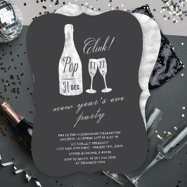 Invitation Pop Fizz Clink Champagne Chic Soirée du Nouvel An