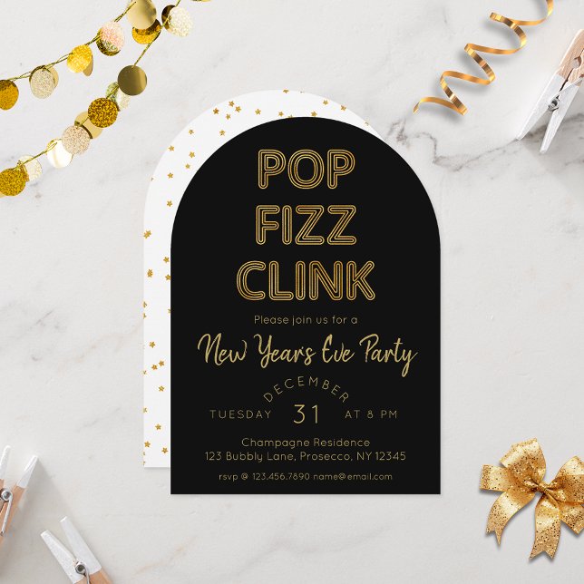 Invitation Pop Fizz Clink fête du Nouvel An (Créateur téléchargé)