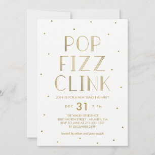 Invitation Pop Fizz Clink Fête Nouvel An Soirée