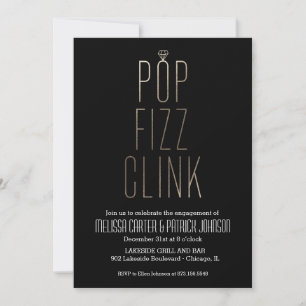 Invitation Pop Fizz Clink Nouvel An Engagement Faux Foil