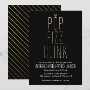 Invitation Pop Fizz Clink Partie d'engagement à Faux Foil