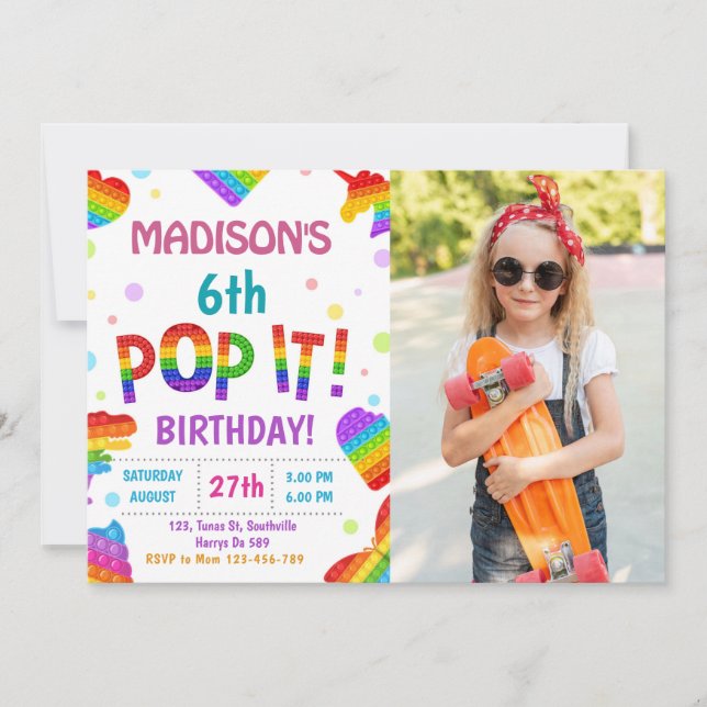 Invitation Pop It Anniversaire (Devant)