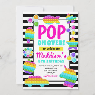 Invitation Pop It Birthday Invitation, Pop Fidget Invitation,