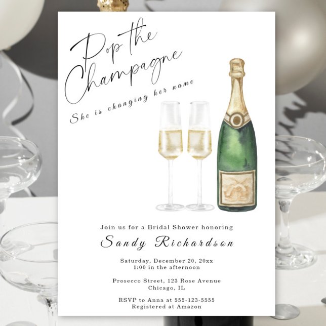 Invitation Pop la Fête des mariées Champagne (Créateur téléchargé)