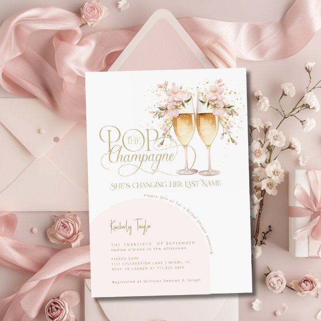 Invitation Pop Le Champagne Elegant Blush Fête des mariées (Créateur téléchargé)