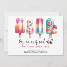 Invitation Pop On Over & Chill Popsicle Anniversaire de enfan