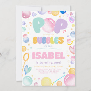 Invitation Pop on Over for Bubbles Anniversaire