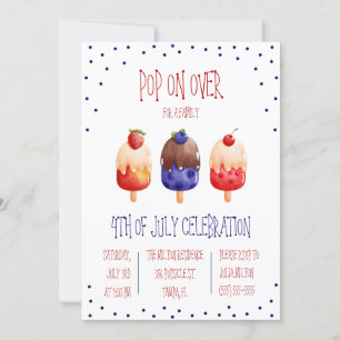 Invitation Pop on Over ! Popsicle Thème du 4 juillet Parti