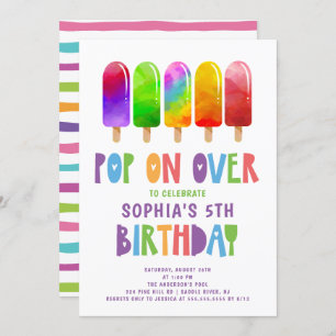 Invitation Pop On Over Popsicles Anniversaire