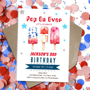Invitation Pop Over Kids Summer Ice Pop 3e anniversaire